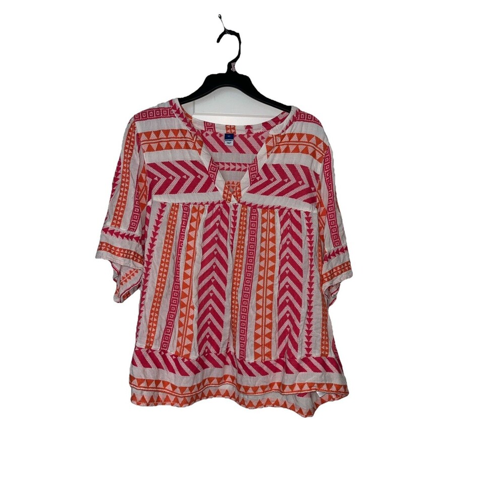 Old Navy short-sleeve Blouse Multicolor Textured Casual Boho Peasant Size 2x - Picture 3 of 8